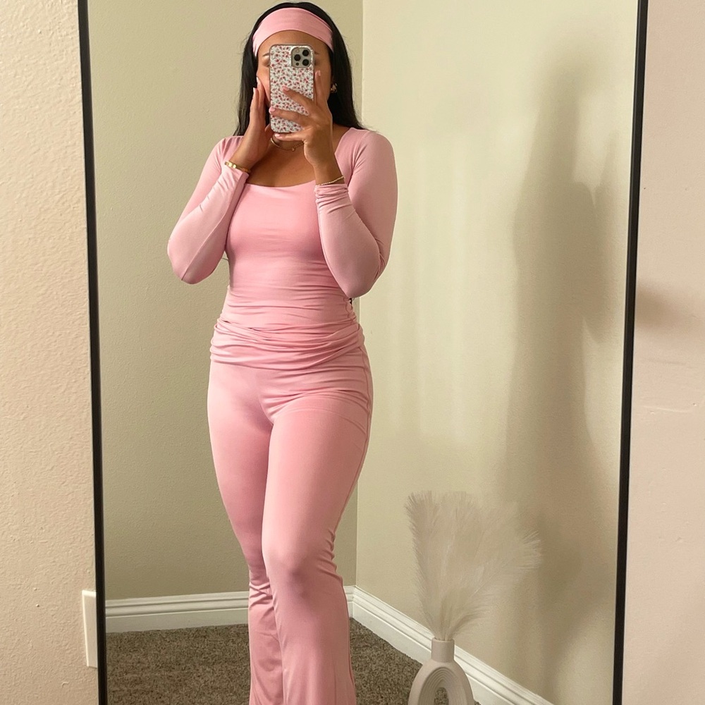 Pink Long Sleeve Lounge Wear Set